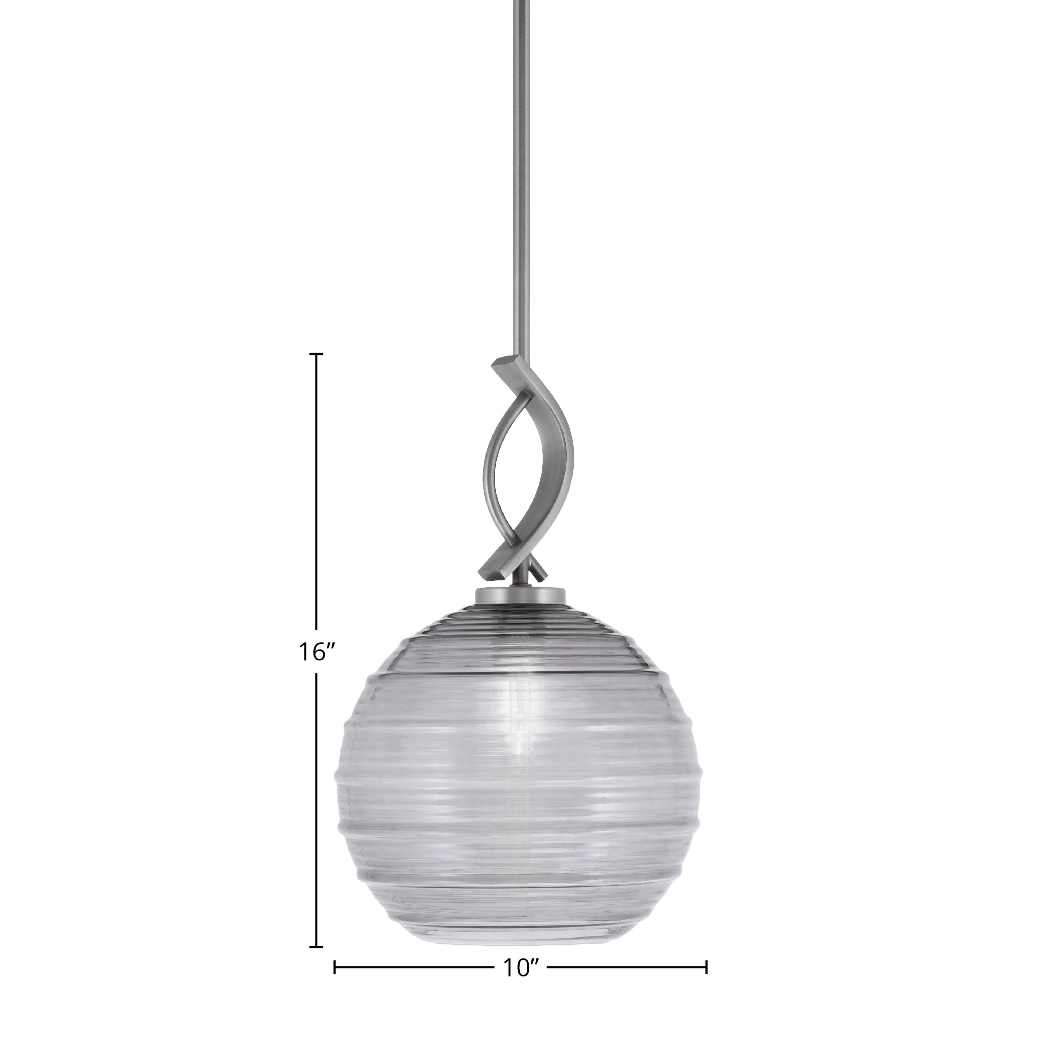 Cavella One Light Mini Pendant in Graphite with 10" Smoke Ribbed Shade