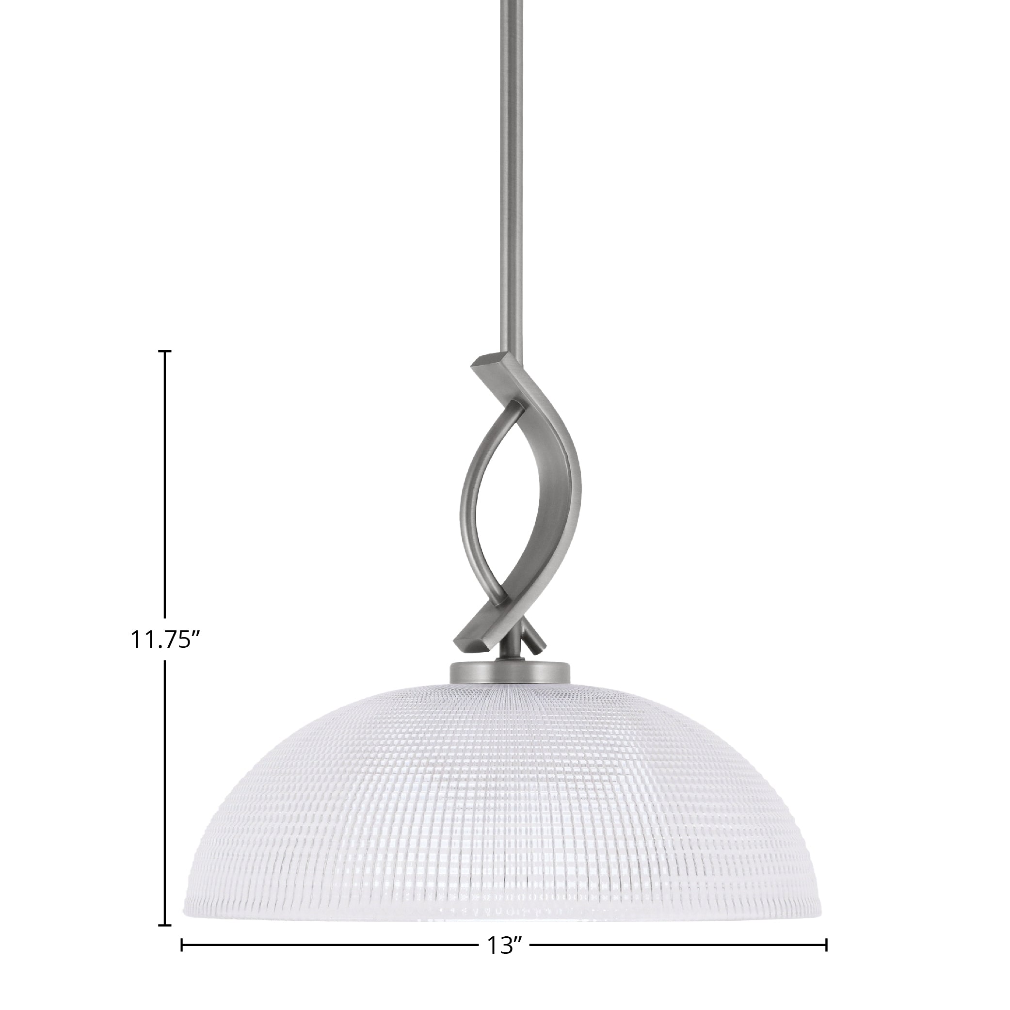 Cavella One Light Mini Pendant in Graphite with 13" Clear Ribbed Shade