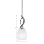 Cavella One Light Mini Pendant in Graphite with 5" White Linen Shade