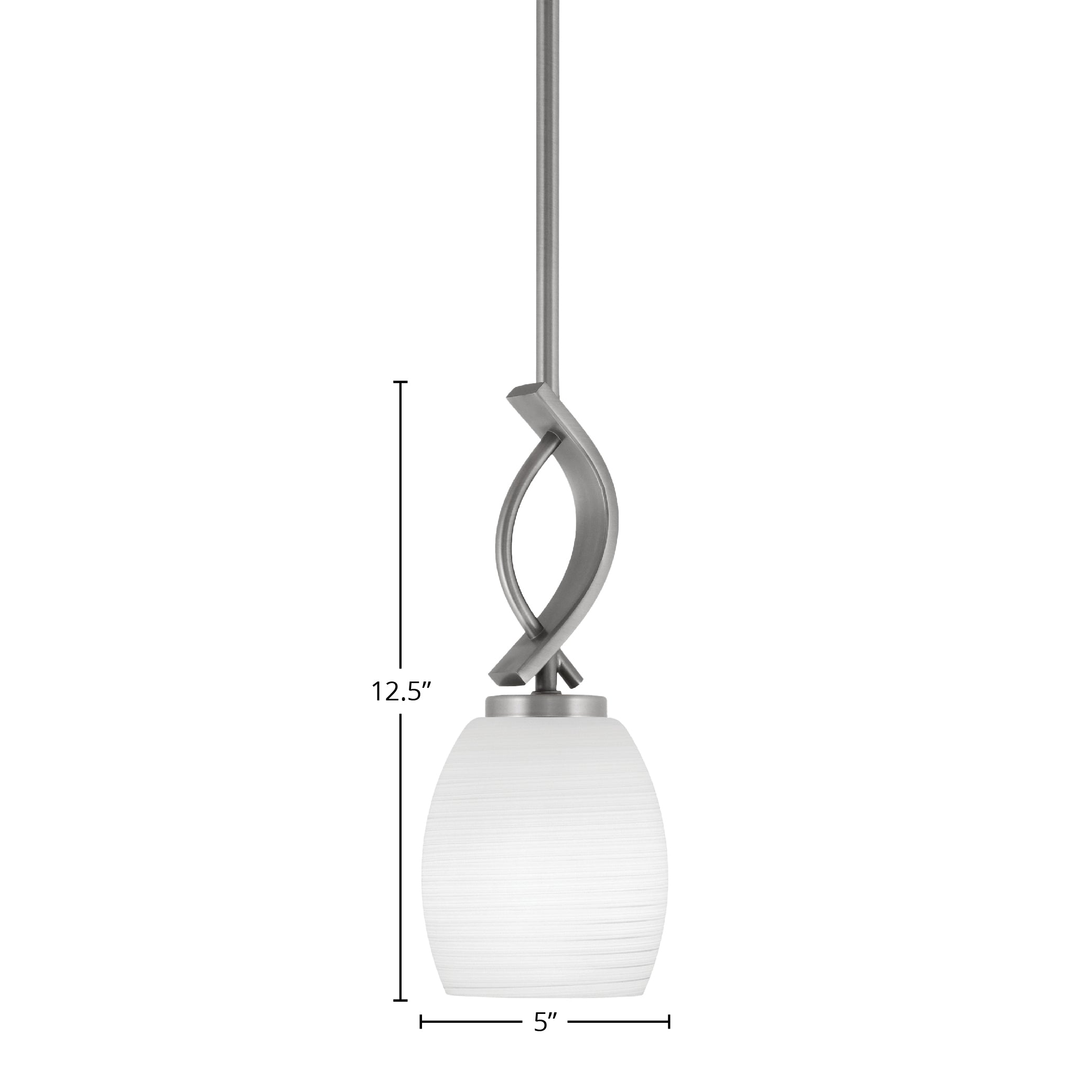 Cavella One Light Mini Pendant in Graphite with 5" White Linen Shade
