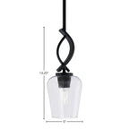 Cavella One Light Mini Pendant in Matte Black with 5" Clear Bubble Shade