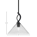 Cavella One Light Mini Pendant in Matte Black with 12" Smoke Bubble Shade