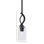 Cavella One Light Mini Pendant in Matte Black with 4" Clear Bubble Shade
