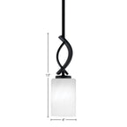 Cavella One Light Mini Pendant in Matte Black with 4" White Marble Shade