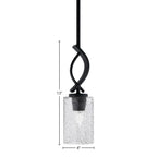 Cavella One Light Mini Pendant in Matte Black with 4" Smoke Bubble Shade