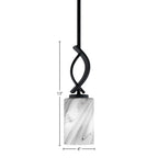 Cavella One Light Mini Pendant in Matte Black with 4" Onyx Swirl Shade