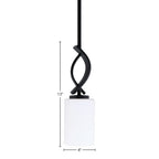 Cavella One Light Mini Pendant in Matte Black with 4" White Muslin Shade