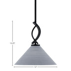 Cavella One Light Mini Pendant in Matte Black with 12" Gray Matrix Shade