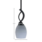 Cavella One Light Mini Pendant in Matte Black with 5" Gray Matrix Shade
