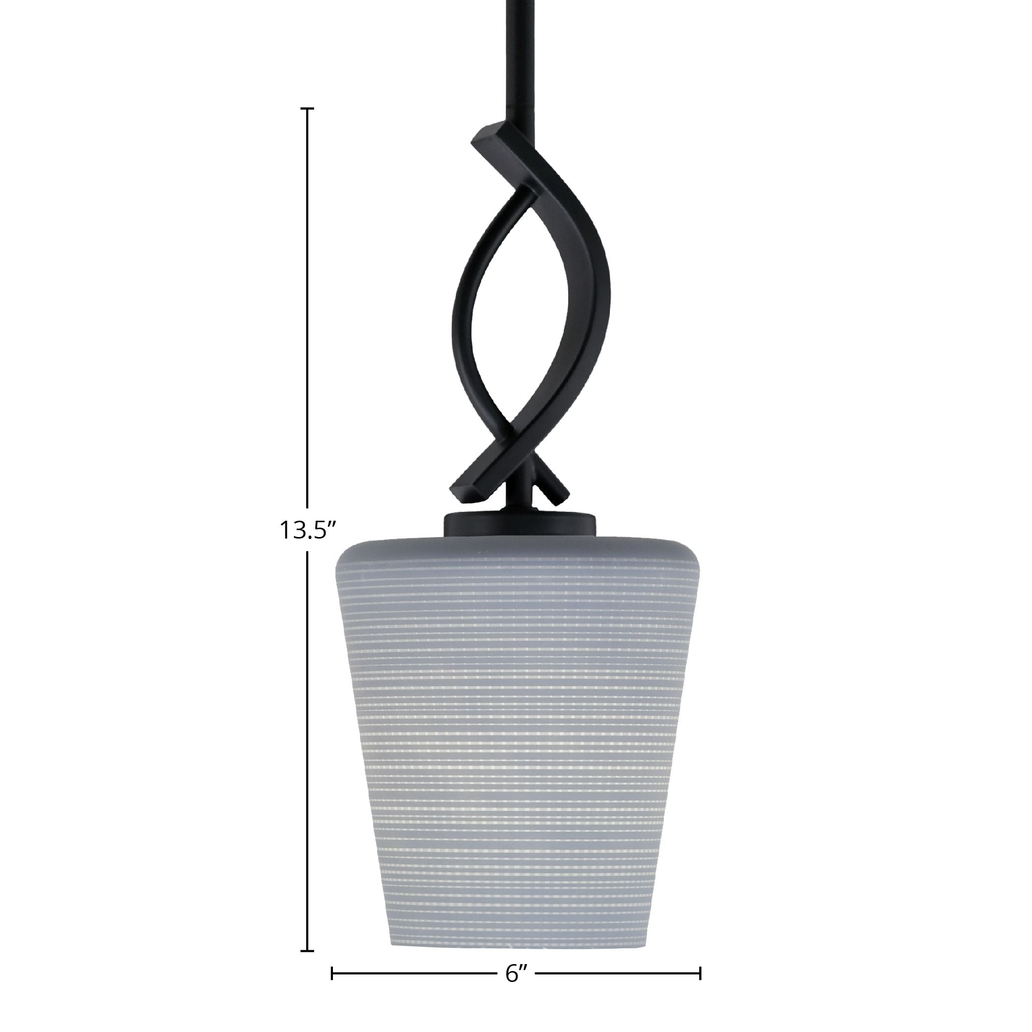 Cavella One Light Mini Pendant in Matte Black with 6" Gray Matrix Shade