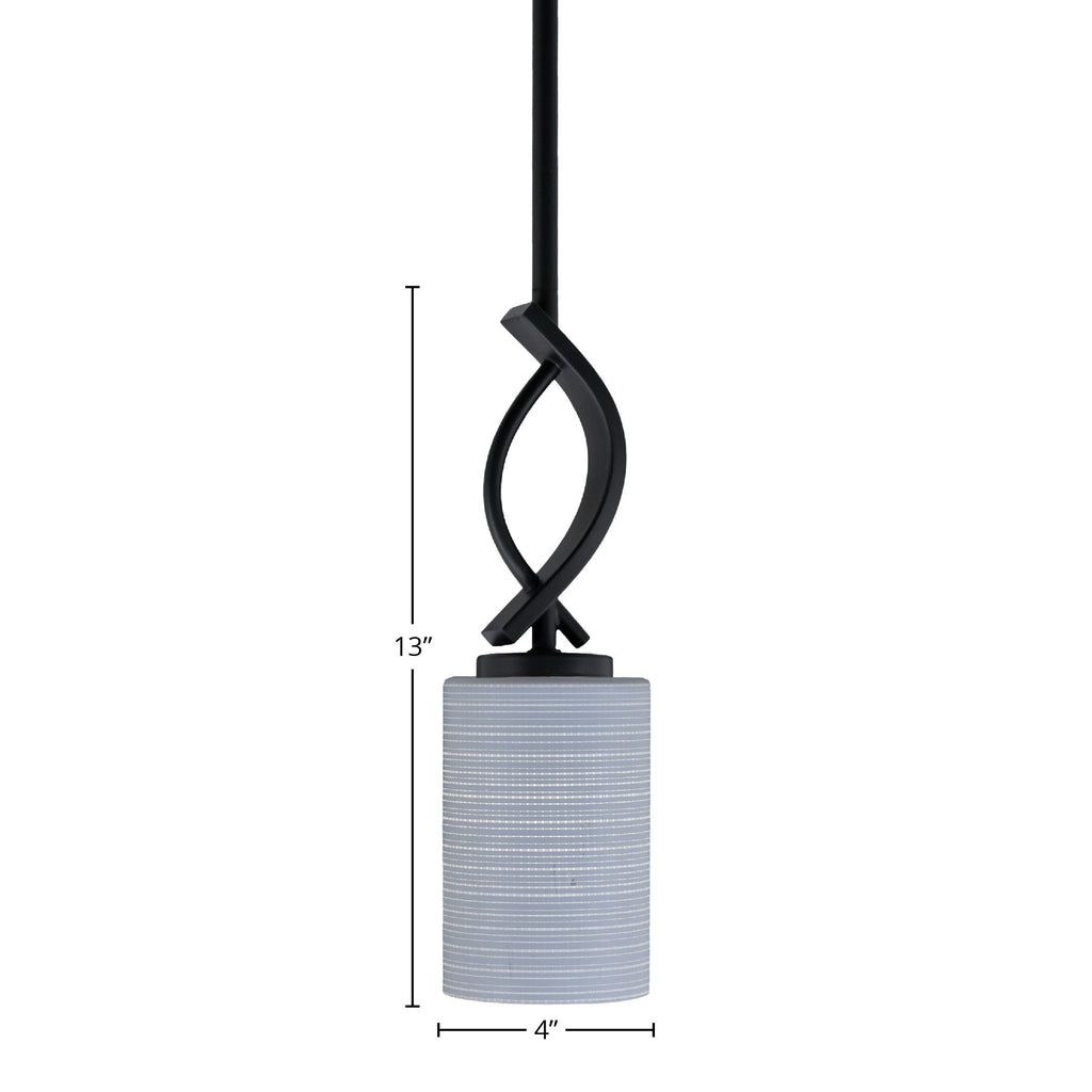 Cavella One Light Mini Pendant in Matte Black with 4" Gray Matrix Shade