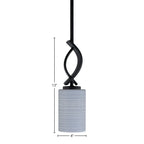 Cavella One Light Mini Pendant in Matte Black with 4" Gray Matrix Shade