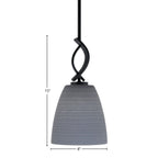 Cavella One Light Mini Pendant in Matte Black with 8" Gray Matrix Shade