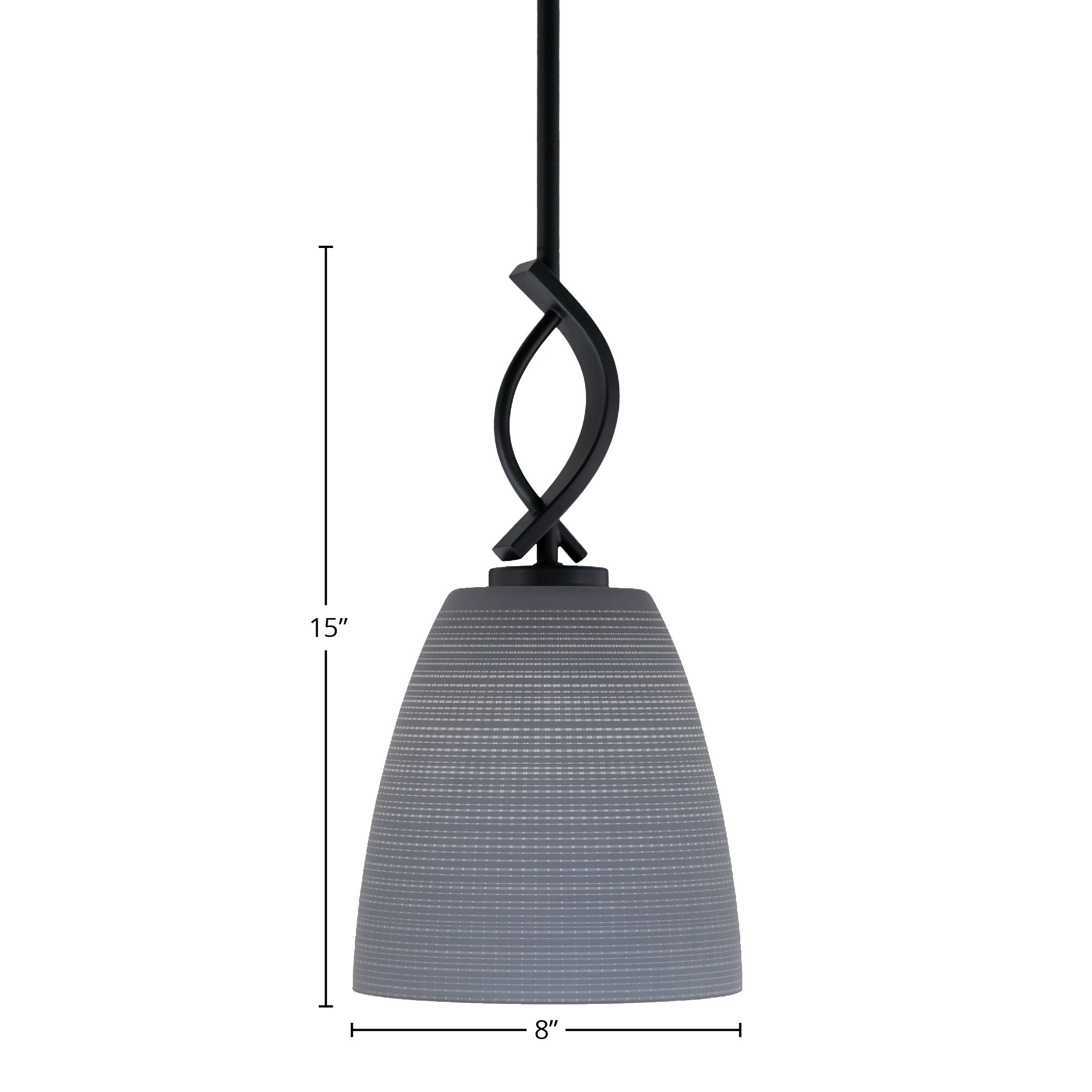Cavella One Light Mini Pendant in Matte Black with 8" Gray Matrix Shade