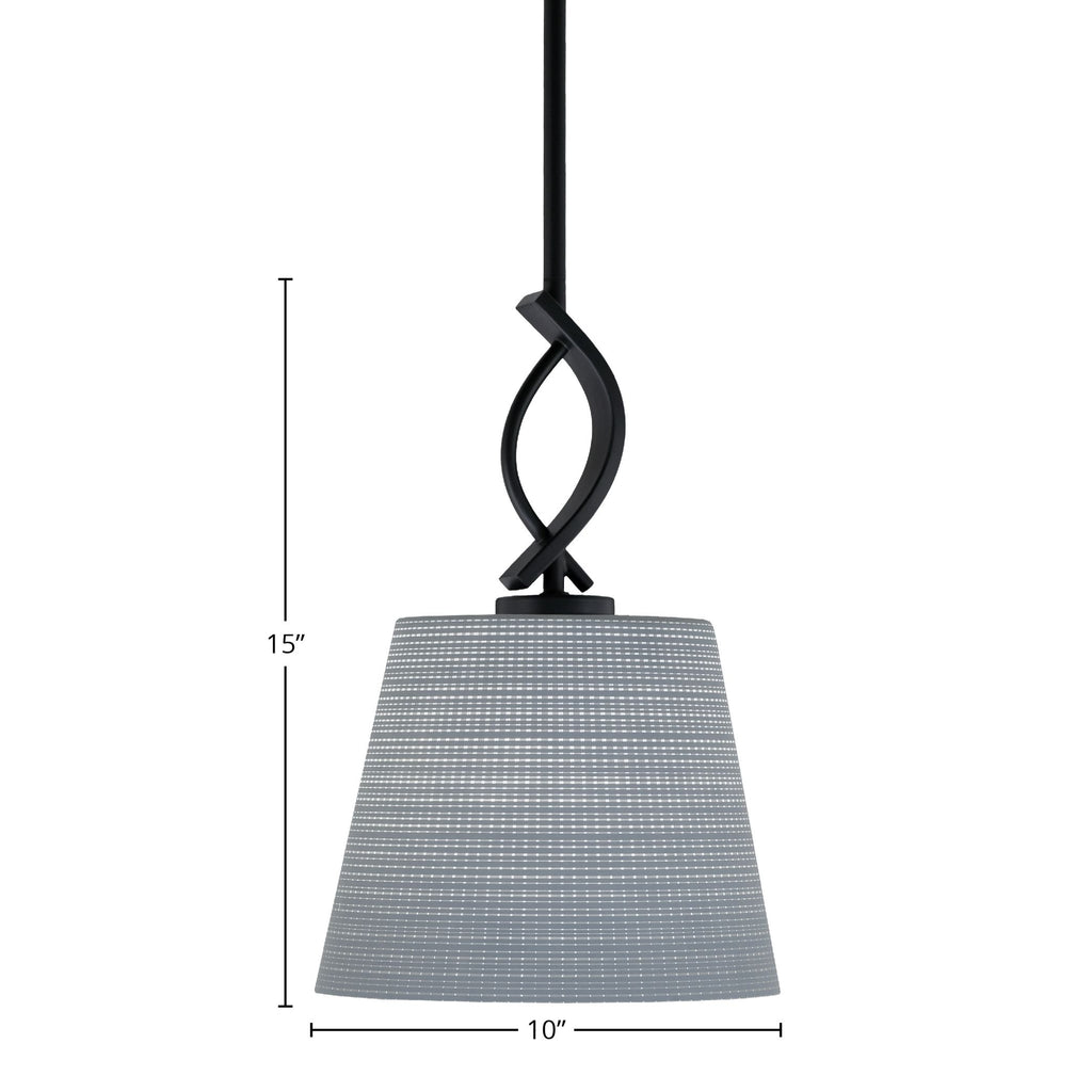 Cavella One Light Mini Pendant in Matte Black with 10" Gray Matrix Shade