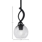 Cavella One Light Mini Pendant in Matte Black with 5.75" Smoke Bubble Shade