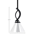 Cavella One Light Mini Pendant in Matte Black with 7" Chrome Cone Metal Shade Shade