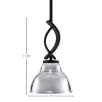 Cavella One Light Mini Pendant in Matte Black with 7" Chrome Double Bubble Metal Shade Shade