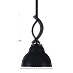 Cavella One Light Mini Pendant in Matte Black with 7" Matte Black Double Bubble Metal Shade Shade