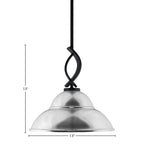 Cavella One Light Mini Pendant in Matte Black with 13" Chrome Double Bubble Metal Shade Shade