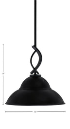 Cavella One Light Mini Pendant in Matte Black with 13" Matte Black Double Bubble Metal Shade Shade