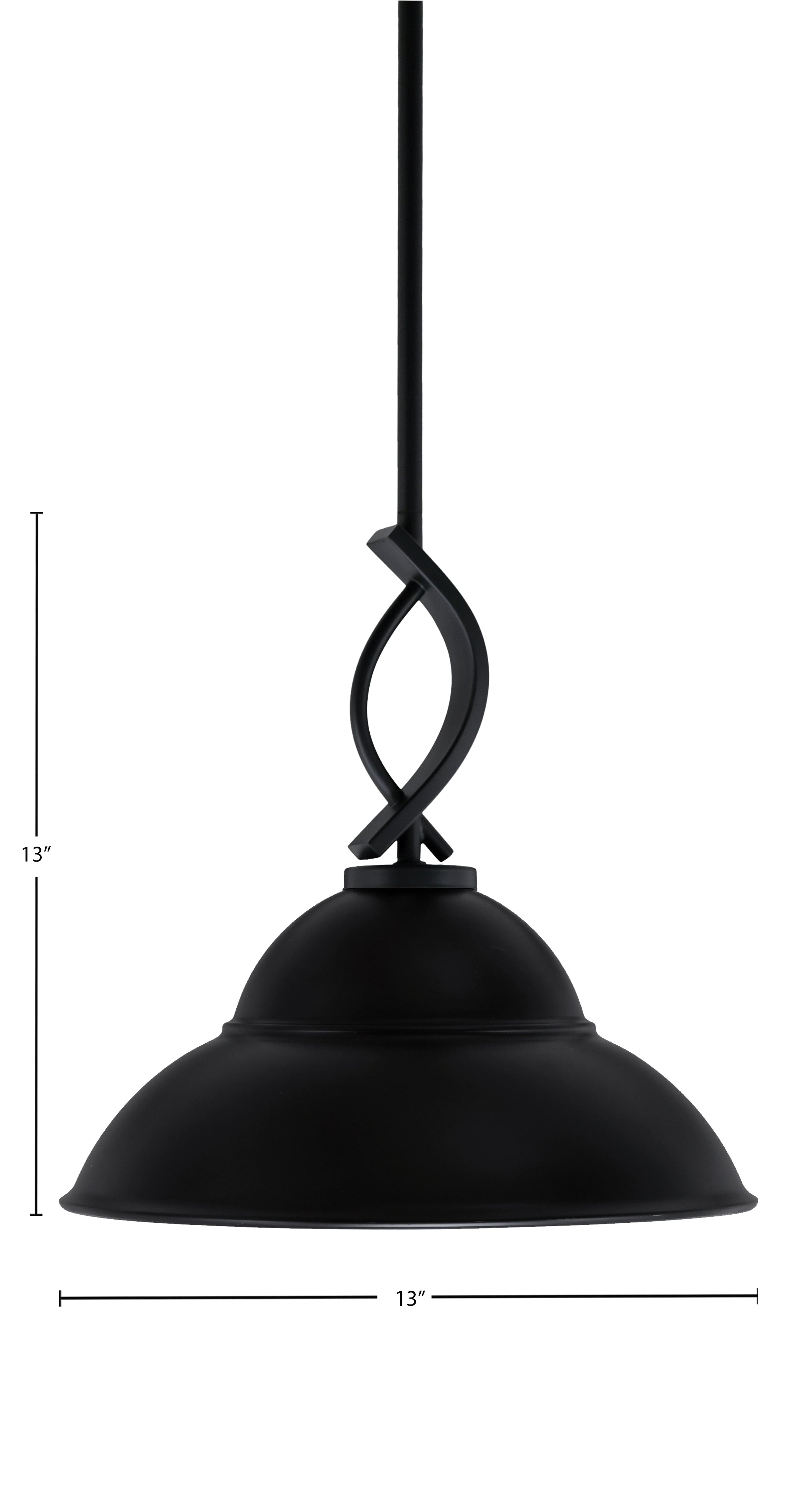 Cavella One Light Mini Pendant in Matte Black with 13" Matte Black Double Bubble Metal Shade Shade