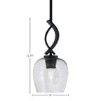 Cavella One Light Mini Pendant in Matte Black with 6" Smoke Bubble Shade