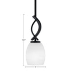 Cavella One Light Mini Pendant in Matte Black with 5" White Linen Shade