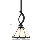 Cavella One Light Mini Pendant in Matte Black with 7" Pearl & Black Flair Art Glass Shade