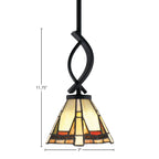 Cavella One Light Mini Pendant in Matte Black with 7" Zion Art Glass Shade