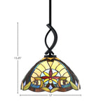 Cavella One Light Mini Pendant in Matte Black with 12" Earth Star Art Glass Shade