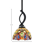 Cavella One Light Mini Pendant in Matte Black with 7" Lynx Art Glass Shade