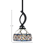 Cavella One Light Mini Pendant in Matte Black with 7" Royal Merlot Art Glass Shade