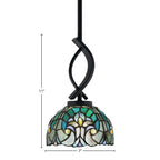 Cavella One Light Mini Pendant in Matte Black with 7" Turquoise Cypress Art Glass Shade