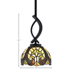 Cavella One Light Mini Pendant in Matte Black with 7" Ivory Cypress Art Glass Shade
