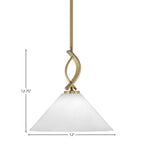 Cavella One Light Mini Pendant in New Age Brass with 12" White Marble Shade