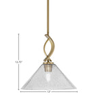 Cavella One Light Mini Pendant in New Age Brass with 12" Smoke Bubble Shade