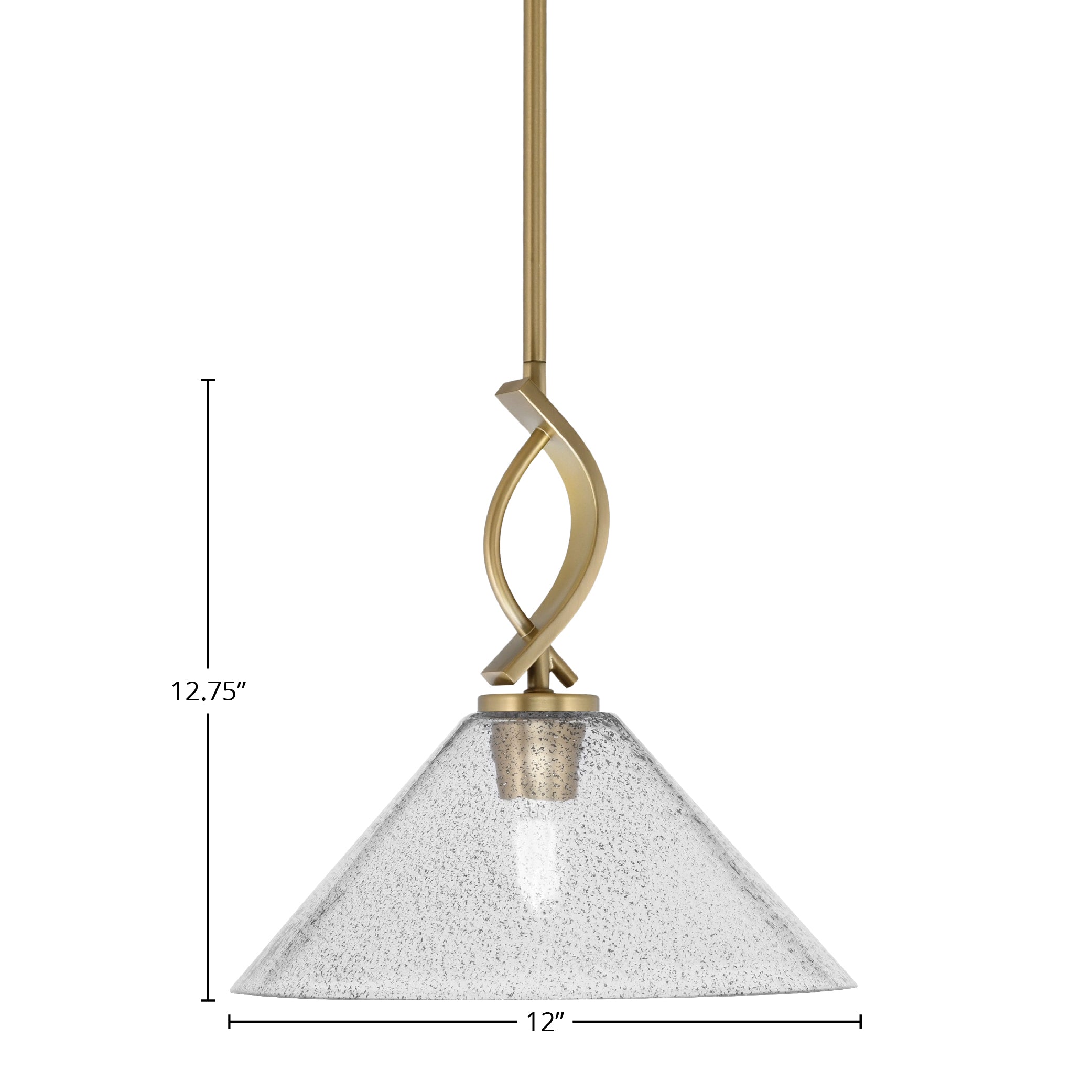Cavella One Light Mini Pendant in New Age Brass with 12" Smoke Bubble Shade