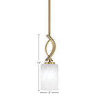Cavella One Light Mini Pendant in New Age Brass with 4" White Marble Shade