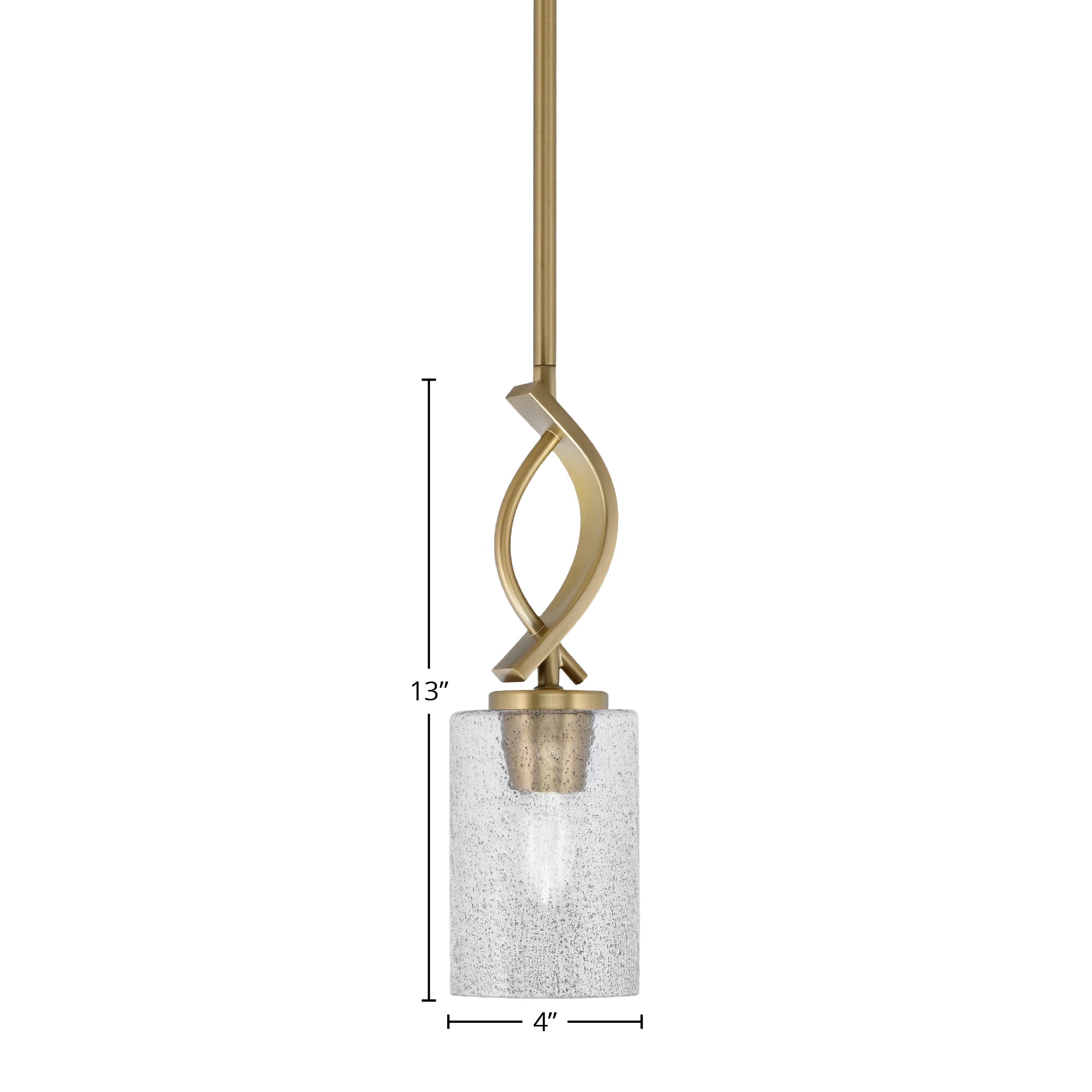Cavella One Light Mini Pendant in New Age Brass with 4" Smoke Bubble Shade