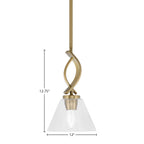 Cavella One Light Mini Pendant in New Age Brass with 12" Clear Bubble Shade