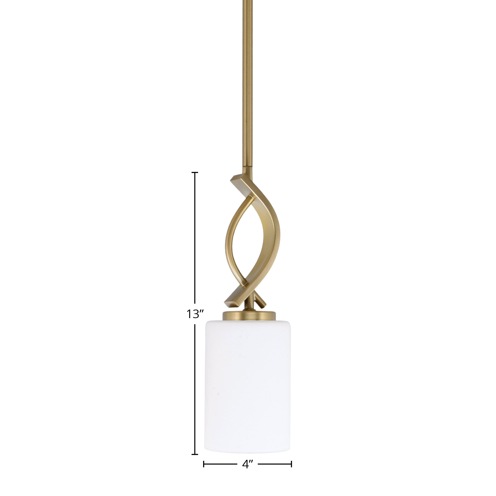 Cavella One Light Mini Pendant in New Age Brass with 4" White Muslin Shade