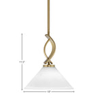 Cavella One Light Mini Pendant in New Age Brass with 10 " White Muslin Shade
