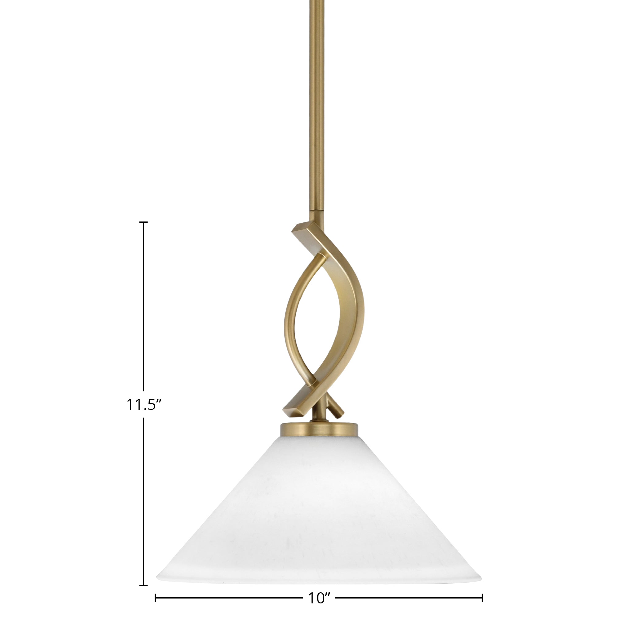 Cavella One Light Mini Pendant in New Age Brass with 10 " White Muslin Shade