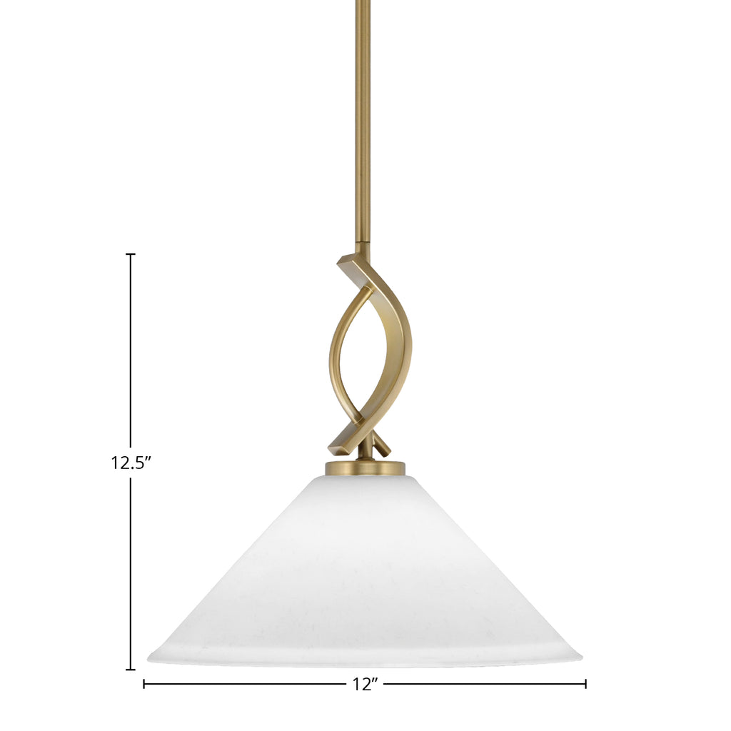 Cavella One Light Mini Pendant in New Age Brass with 12" White Muslin Shade