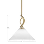 Cavella One Light Mini Pendant in New Age Brass with 12" White Muslin Shade