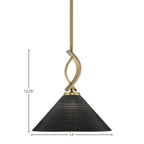 Cavella One Light Mini Pendant in New Age Brass with 12" Black Matrix Shade