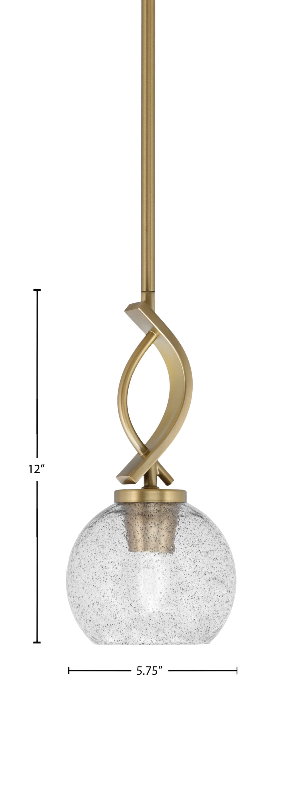Cavella One Light Mini Pendant in New Age Brass with 5.75" Smoke Bubble Shade