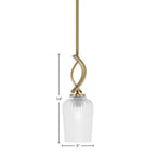 Cavella One Light Mini Pendant in New Age Brass with 5" Clear Textured Shade