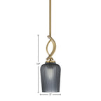 Cavella One Light Mini Pendant in New Age Brass with 5" Smoke Textured Shade